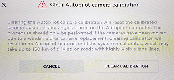 Tesla windscreen calibration option