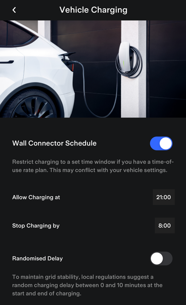 Tesla wall box schedule